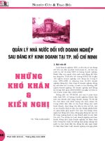 Quản lý nhà nước đối với doanh nghiệp sau đăng ký kinh doanh tại tp  hồ chí minh  những khó khăn và kiến nghị 