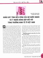 Khảo sát tính bền vững của nợ nước ngoài và ý nghĩa đóng góp đối với tăng trưởng kinh tế ở việt nam 