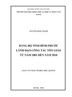 Đảng bộ tỉnh bình phước lãnh đạo công tác tôn giáo  tu nam 2001 den nam 2010 
