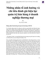 Những nhân tố ảnh hưởng và chỉ tiêu đánh giá hiệu lực quản trị bán hàng ở doanh nghiệp thương mại 