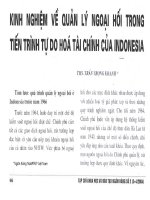 Kinh nghiệm về quản lý ngoại hối trong tiến trình tự do hóa tài chính của indonesia 