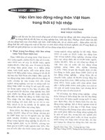 Việc làm lao động nông thôn việt nam trong thời kỳ hội nhập 