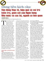 Dòng tiền kích cầu vận động thực tế, hiệu quả và vai trò kiểm tra, giám sát của ngân hàng nhà nước và các bộ, ngành có liên quan 