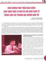 Định hướng phát triển hoạt động xuất nhập khẩu và mức dộ hội nhập quốc tế trong lĩnh vực thương mại những năm tới 