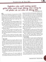 Nghiên cứu mối tương quan giữa hiệu quả hoạt động của công ty cổ phần và cơ cấu cổ đông lớn 