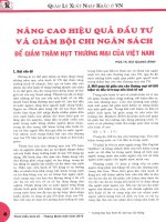 Nâng cao hiệu quả đầu tư và giảm bội chi ngân sách để giảm thâm hụt thương mại của việt nam 