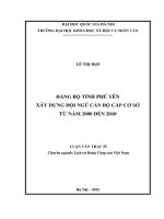 đảng bộ tỉnh phú yên xây dựng đội ngũ cán bô cấp cơ sở từ nam 2000 den 2010 