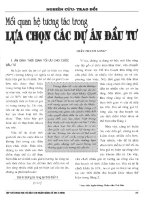 Mối quan hệ tương tác trong lựa chọn các dự án đầu tư 