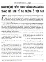 Hoàn thiện hệ thống thanh toán qua ngân hàng trong nền kinh tế thị trường ở việt nam 