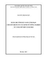 Đảng bộ tỉnh hà nam lãnh đạo chuyển dịch cơ cấu kinh tế nông nghiệp tu nam 1997 den nam 2010 