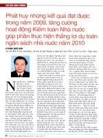 Phát huy những kết quả đạt được trong năm 2009, tăng cường hoạt động kiểm toán nhà nước góp phần thực hiện thắng lợi dự toán ngân sách nhà nước năm 2010 