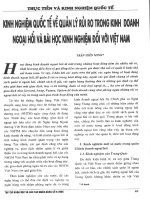 Kinh nghiệm quốc tế về quản lý rủi ro trong kinh doanh ngọai hối và bài học kinh ngiệm đối với việt nam 