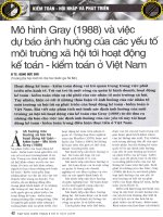 Mô hình gray (1988) và việc dự báo ảnh hưởng của các yếu tố môi trường xã hội tới hoạt động kế toán   kiểm toán ở việt nam 