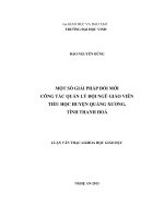 Một số giải pháp đối mới công tác quản lí đội ngũ giáo viên tiểu học huyện Quảng Xương, tỉnh Thanh Hóa