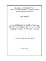 Đảng bộ tỉnh thái nguyên lãnh đạo bảo tồn và phát huy giá trị các di tích lịch sử  văn hóa tu nam 2001 den nam 2010 