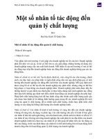 Một số nhân tố tác động đến quản lý chất lượng 