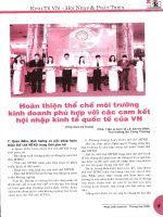 Hoàn thiện thể chế môi trường kinh doanh phù hợp với các cam kết hội nhập kinh tế quốc tế của việt nam (tiếp theo kỳ trước) 