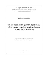 sự chỉ đại đổi mới quản lý hợp tác xã nông nghiệp của đảng bộ tỉnh vĩnh phúc từ 1968  1986 