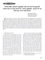 Phát triển doanh nghiệp vừa và nhỏ trong bối cảnh tái cấu trúc kinh tế   kinh nghiệm quốc tế và bài học cho việt nam 