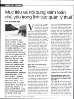 Mục tiêu và nội dung kiểm toán chủ yếu trong lĩnh vực quản lý thuế 