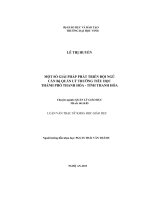 MỘT só GIẢI PHÁP PHÁT TRIẺN đội NGŨ cán bộ QUẢN lý TRƯỜNG TIÉU học THÀNH PHÓ THANH hóa   TỈNH THANH hóa 