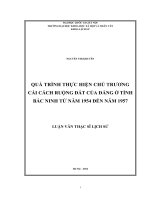 quá trình thực hiện chủ trương cải cách ruộng đất của đảng ở tỉnh bắc ninh từ 1954  1957 