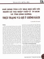 Khả năng tích lũy mua nhà đối với người có thu nhập thấp ở tp  HCM và tỉnh bình dương thực trạng và gợi ý chính sách 