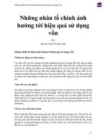 Những nhân tố chính ảnh hưởng tới hiệu quả sử dụng vốn 