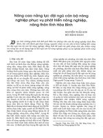 Nâng cao năng lực đội ngũ cán bộ nông nghiệp phục vụ phát triển nông nghiệp, nông thôn tỉnh hòa bình 