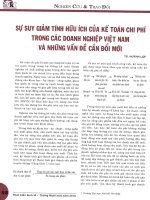 Sự suy giảm tính hữu ích của kế toán chi phí trong các doanh nghiệp việt nam và những vấn đề cần đổi mới 