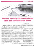 Xây dựng hệ thống chỉ tiêu chất lượng thẩm định tài chính dự án đầu tư 