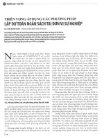 Triển vọng áp dụng các phương pháp lập dự toán ngân sách tại đơn vị sự nghiệp 