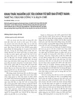 Khai thác nguồn lực tài chính từ đất đai ở việt nam những thành công và hạn chế 