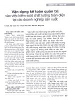 Vận dụng kế toán quản trị vào việc kiểm soát chất lượng toàn diện tại các doanh nghiệp sản xuất 
