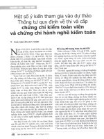 Một số ý kiến tham gia vào dự thảo thông tư quy định về thi và cấp chứng chỉ kiểm toán viên và chứng chỉ hành nghề kiểm toán 