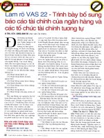 Làm rõ VAS 22   trình bày bổ sung báo cáo tài chính của ngân hàng và các tổ chức tài chính tương tự 