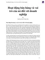 Hoạt động bán hàng và vai trò của nó đối với doanh nghiệp 