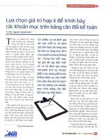 Lựa chọn giá trị hợp lí để trình bày các khoản mục trên bảng cân đối kế toán 