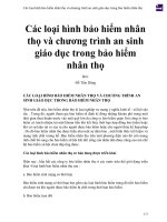 Các loại hình bảo hiểm nhân thọ và chương trình an sinh giáo dục trong bảo hiểm nhân thọ 