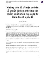 Những tiền đề lý luận cơ bản về quyết định marketing sản phẩm xuất khẩu của công ty kinh doanh quốc tế 