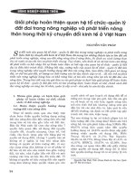 Giải pháp hoàn thiện quan hệ tổ chức quản lý   quản lý đất đai trong nông nghiệp và phát triển nông thôn trong thời kỳ chuyển đổi kinh tế ở việt nam 