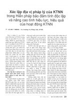 Xác lập địa vị pháp lý của KTNN trong hiến pháp bảo đảm tính độc lập và nâng cao tính hiệu lực, hiệu quả của hoạt động KTNN 