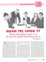 Quản trị công ty   những kinh nghiệm quốc tế và đề xuất cho ngành ngân hàng nước ta 