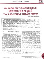 Môi trường đầu tư vào tỉnh nghệ an những hạn chế và giải pháp khắc phục 