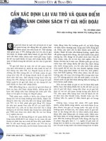 Cần xác định lại vai trò và quan điểm điều hành chính sách tỷ giá hối đoái 