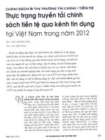 Thực trạng truyền tải chính sách tiền tệ qua kênh tín dụng tại việt nam trong năm 2012 
