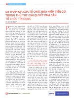 Sự tham gia của tổ chức bảo hiểm tiền gửi trong thủ tục giải quyết phá sản tổ chức tín dụng 
