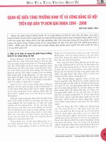 Quan hệ giữa tăng trưởng kinh tế và công bằng xã hội trên địa bàn tp HCM giai đoạn 1994   2008 