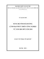 đảng bộ tỉnh hải dương lãnh đạo phát triển công nghiệp p tu nam 2001 den nam 2010  