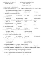 Đề thi thử tuyển sinh vào lớp 10 môn Tiếng Anh trường THCS Tân Trường, Hải Dương (lần 1)